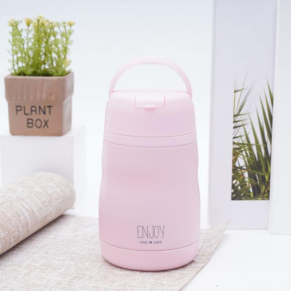 

1pc Slogan Graphic Thermal Flask, Pink