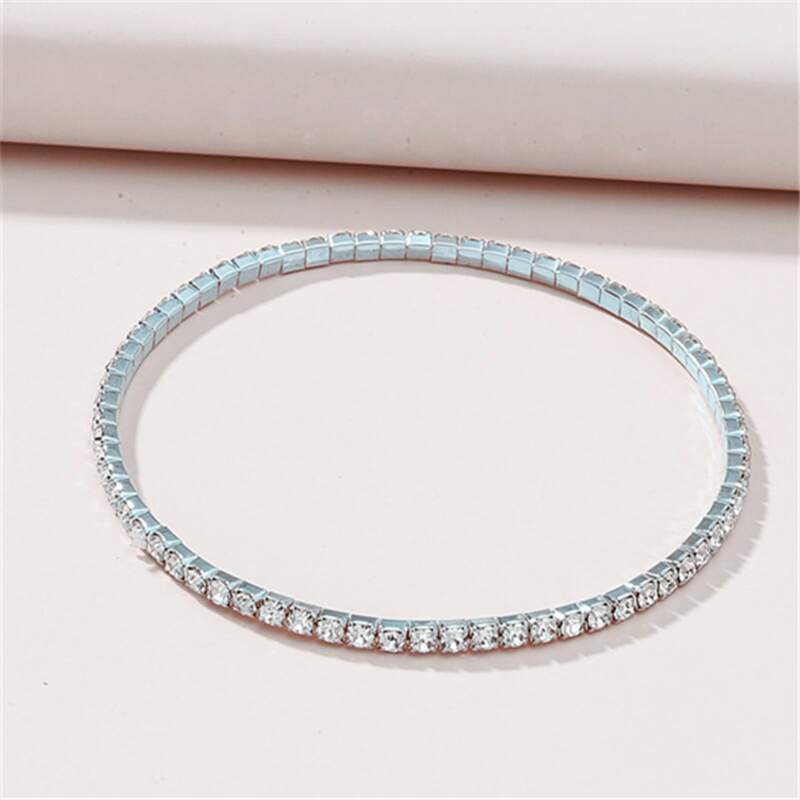 

Rhinestone Charm Anklet, Silver