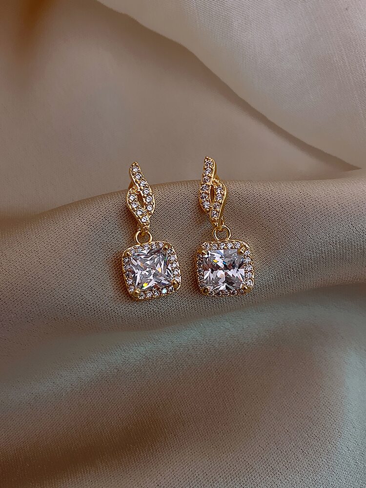 1 Pair Geometric Rhinestone Earrings (Note: This Product Has 2 Random Styles)