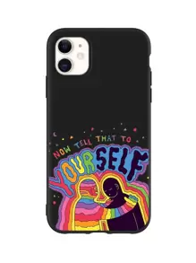 Figure & Slogan Graphic Phone Case