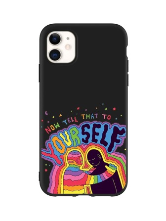 Figure & Slogan Graphic Phone Case
