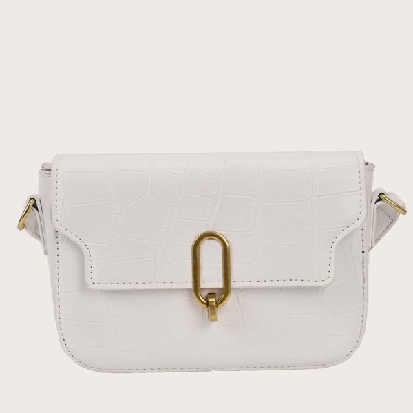 

Croc Embossed Flap Crossbody Bag, White