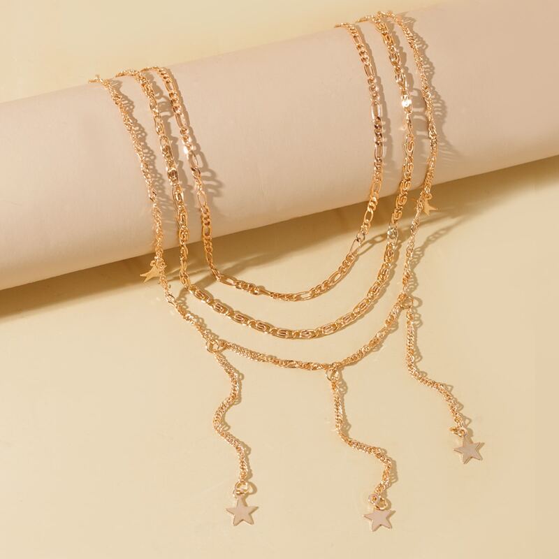 

Star Tassel Layered Necklace, Gold
