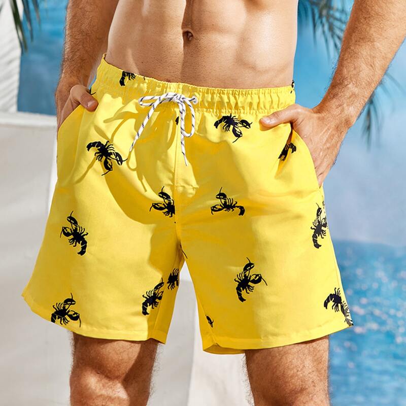 

Guys Crayfish Print Swim Trunks, Yellow