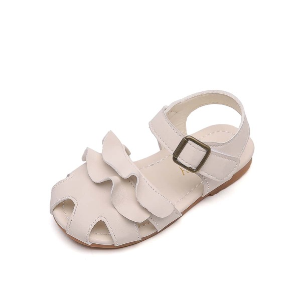 

Toddler Girls Cut Out Ruffle Trim Sandals, Beige