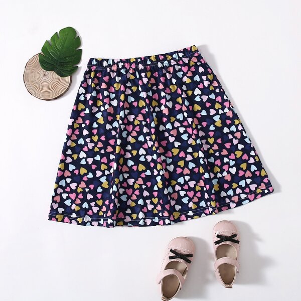 

Girls Allover Heart Print Skirt, Multicolor