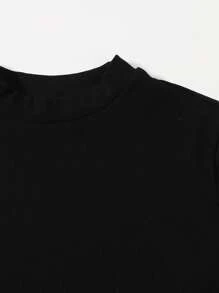 SHEIN LUNE Solid Top & Self Belted Buffalo Plaid Skirt Set - Multicolor - View 4