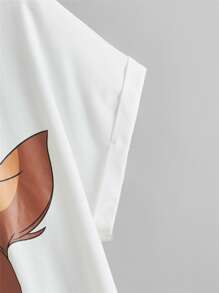 SHEIN 卡通圖案捲邊衣 - 白色 - 查看 4