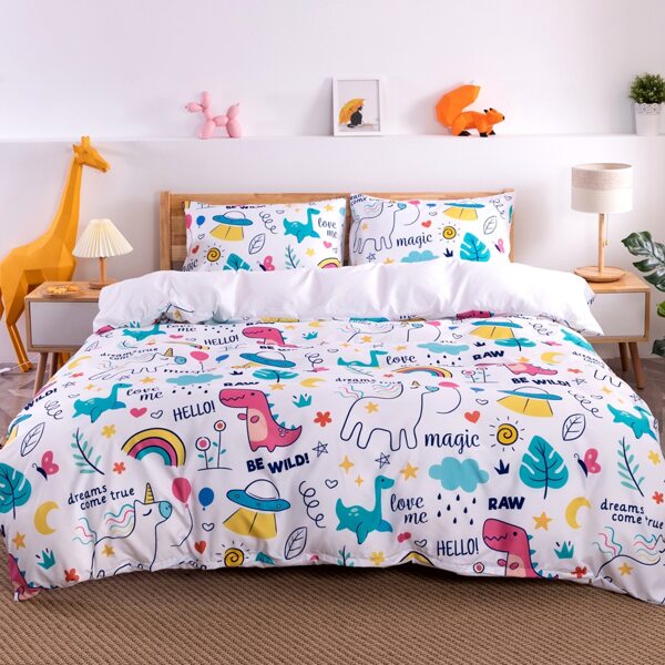 

Cartoon Graphic Kids Duvet Cover Set Without Filler, Multicolor