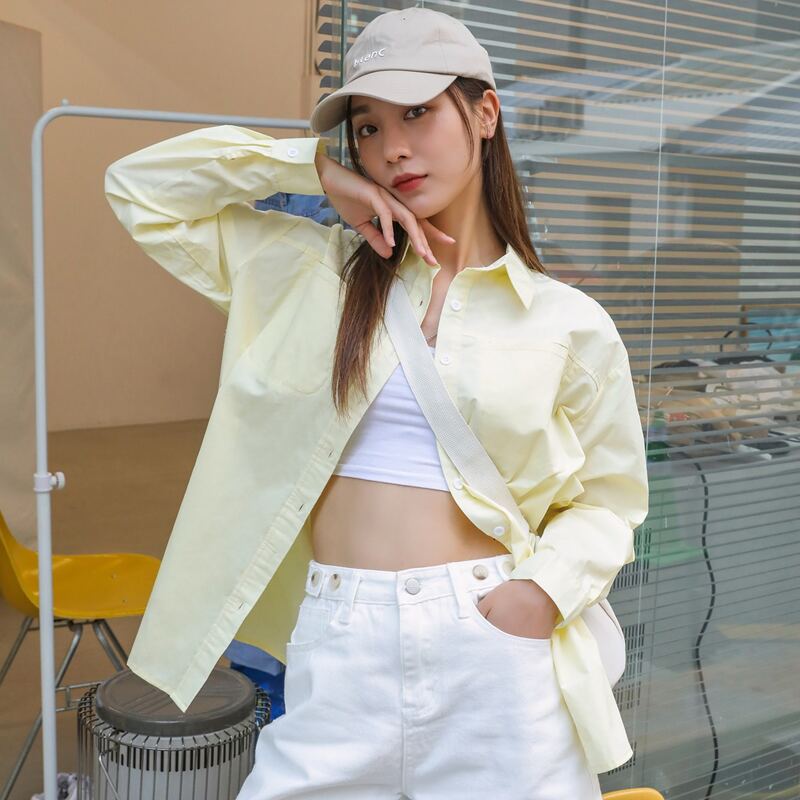

Oversized Drop Shoulder Tunic Blouse, Yellow