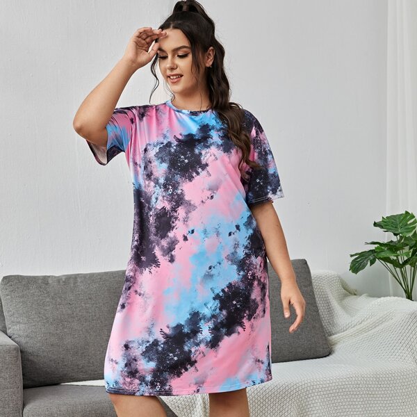 

Plus Tie Dye Night Dress, Multicolor