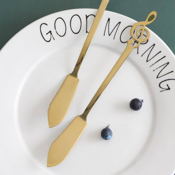 

2pcs Music Note Stainless Steel Butter Spatula, Gold