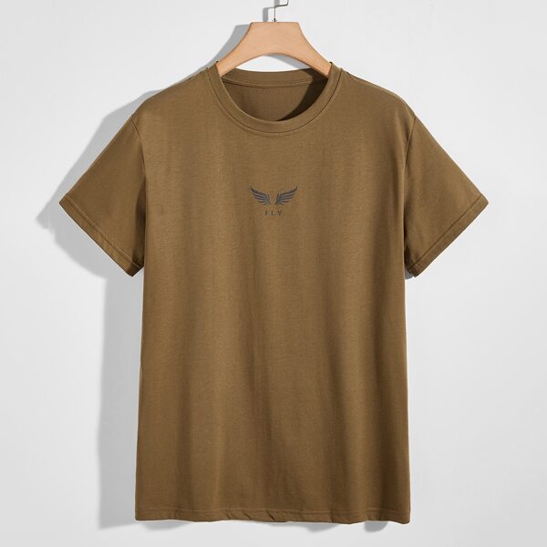 

Men Reflective Wings And Letter Graphic Tee, Brown