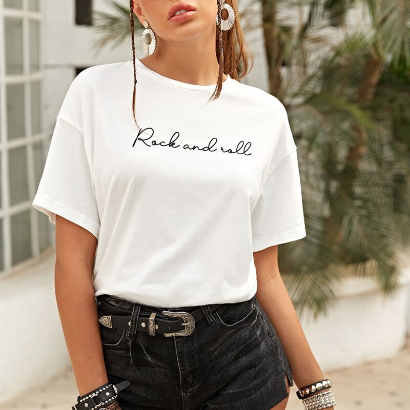 

Drop Shoulder Letter Graphic Tee, White
