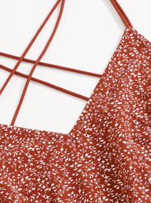 Soleia 滿版圖案十字交叉吊帶連身短褲 - 彩色 - 查看 7