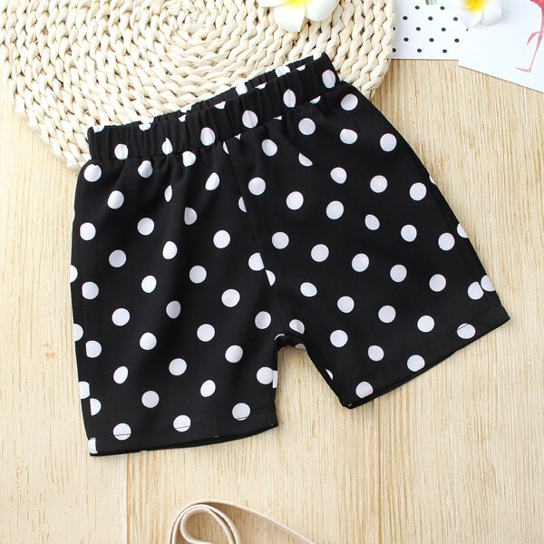 

Baby Girl Cartoon Rabbit Tee & Polka Dot Shorts, Black and white