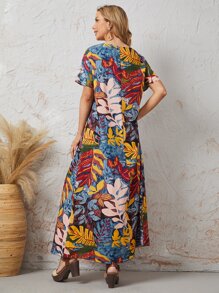 SHEIN Botanical Print Tunic Dress - Multicolor - View 2