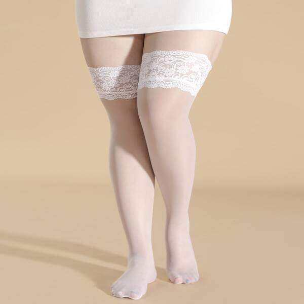 

Plus Size Over The Knee Socks, White