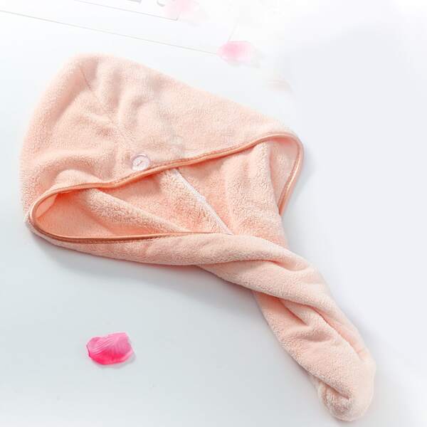 

1pc Solid Color Hair Drying Cap, Pink