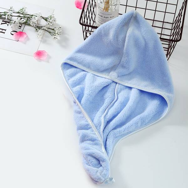 

1pc Solid Color Hair Drying Cap, Blue