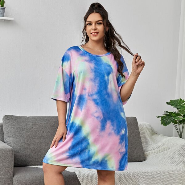 

Plus Tie Dye Night Dress, Multicolor