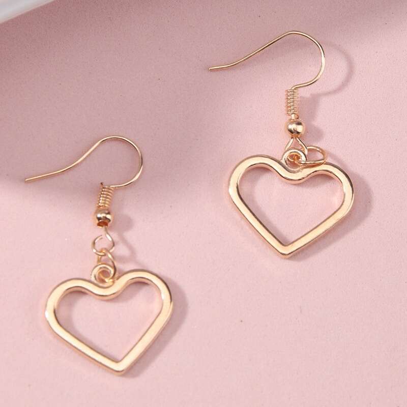 

Heart Drop Earrings, Gold