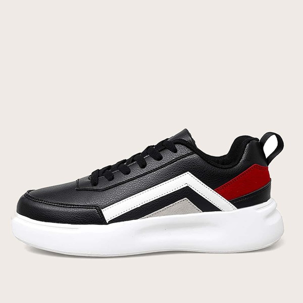 

Colorblock Lace Up Front Sport Shoes, Black
