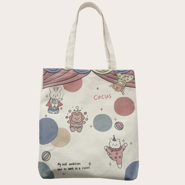

Cartoon Graphic Shopper Bag, Beige