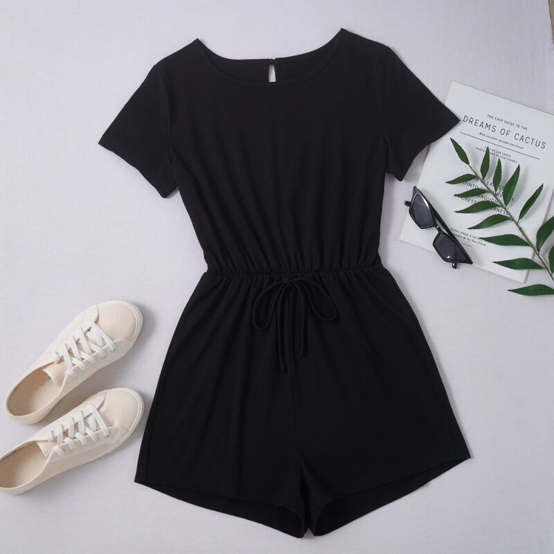 

Solid Knot Jumpsuit, Black