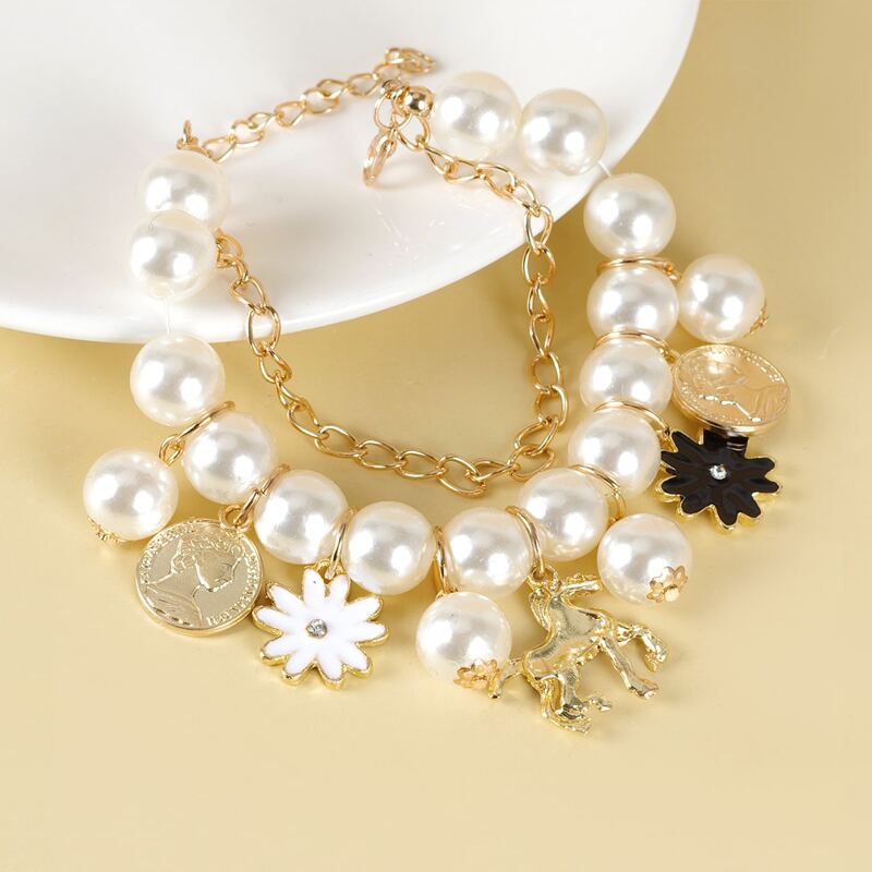 

Flower & Coin Beaded Bracelet, Multicolor