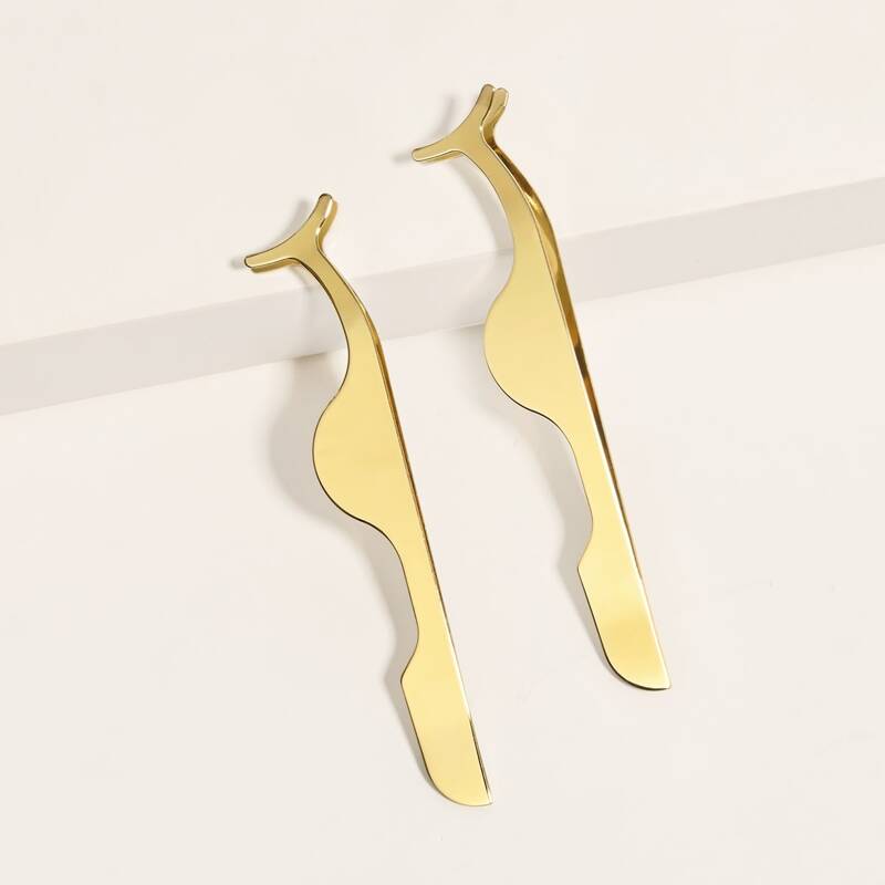 

2pcs Stainless Steel Tweezers Set, Rose gold