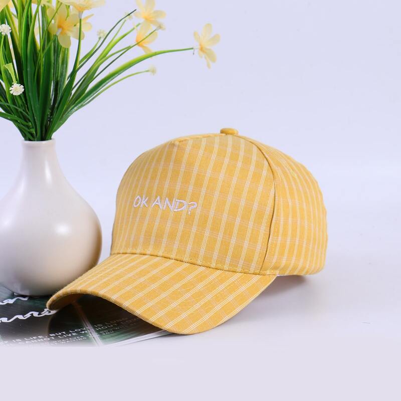 

Slogan Embroidery Plaid Baseball Cap, Yellow