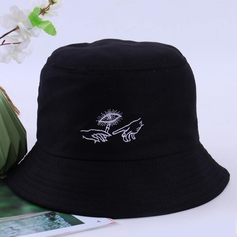 

Eye & Hand Embroidery Bucket Hat, Black