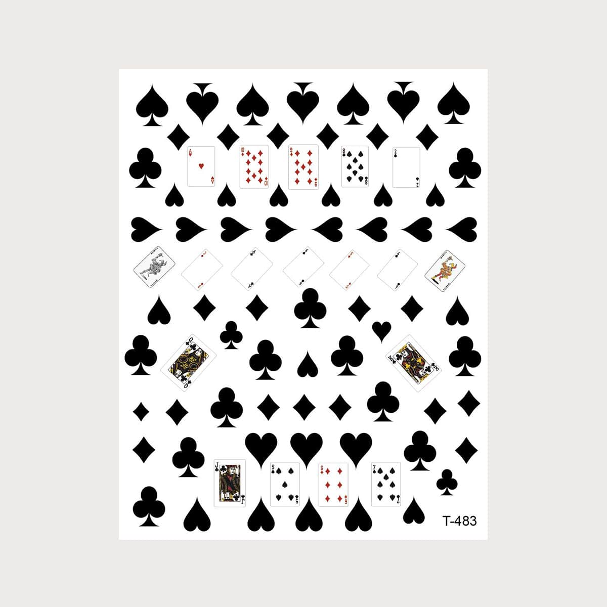 

4sheets Playing Cards Nail Sticker, Black