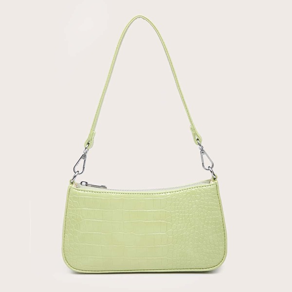 

Croc Embossed Baguette Bag, Green