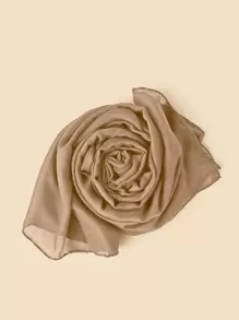 1pc Solid Color Long Scarf, Suitable For Wearing As Hijab/Headcover, Shawl In Mosques - Khaki - View 2