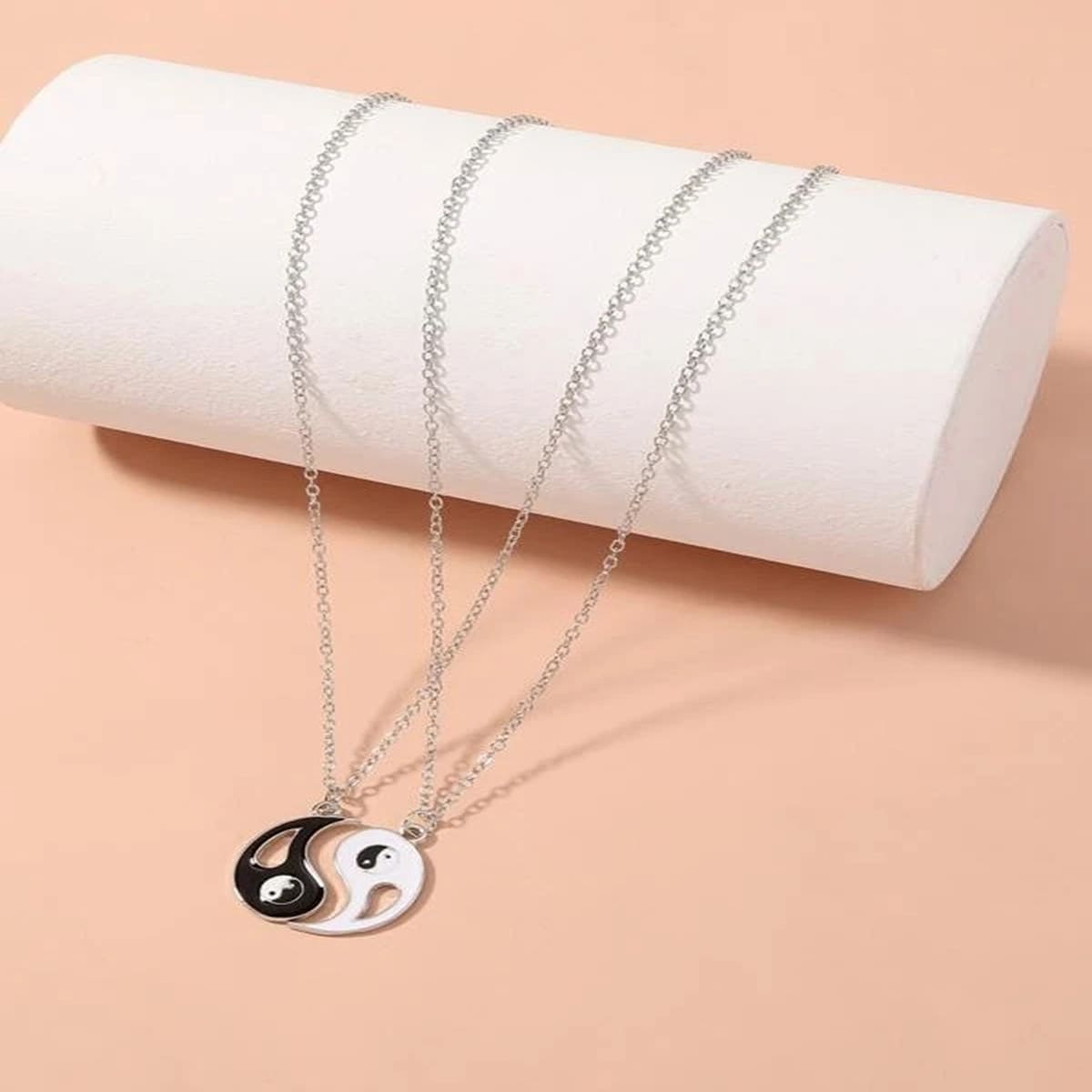 

2pcs Yin & Yang Pendant Necklace, Silver