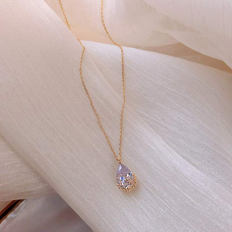 

Crystal Pendant Necklace, Gold
