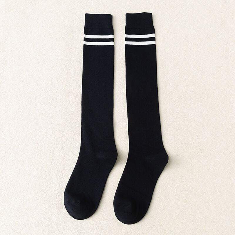 

Striped Over The Calf Socks, Black
