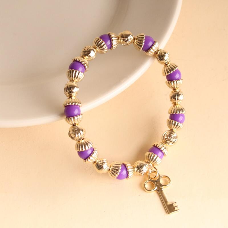

Key Beaded Bracelet, Purple