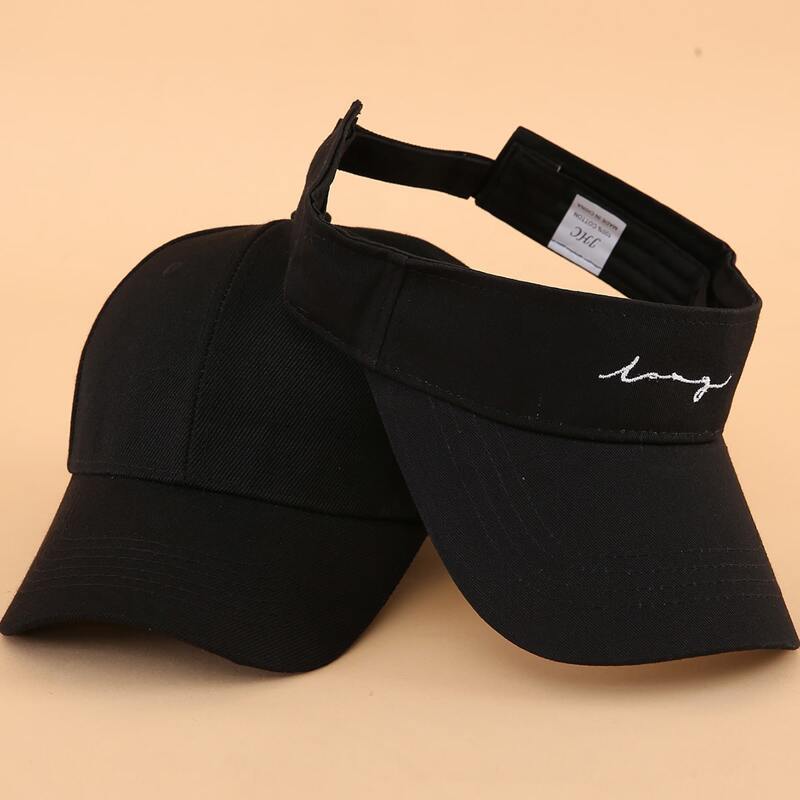 

1pc Embroidery Visor Hat & 1pc Baseball Cap, Black