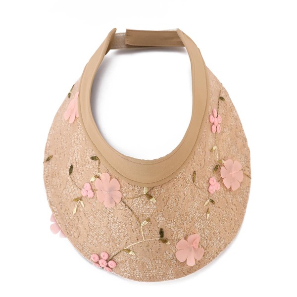 

Flower Decor Visor Hat, Khaki