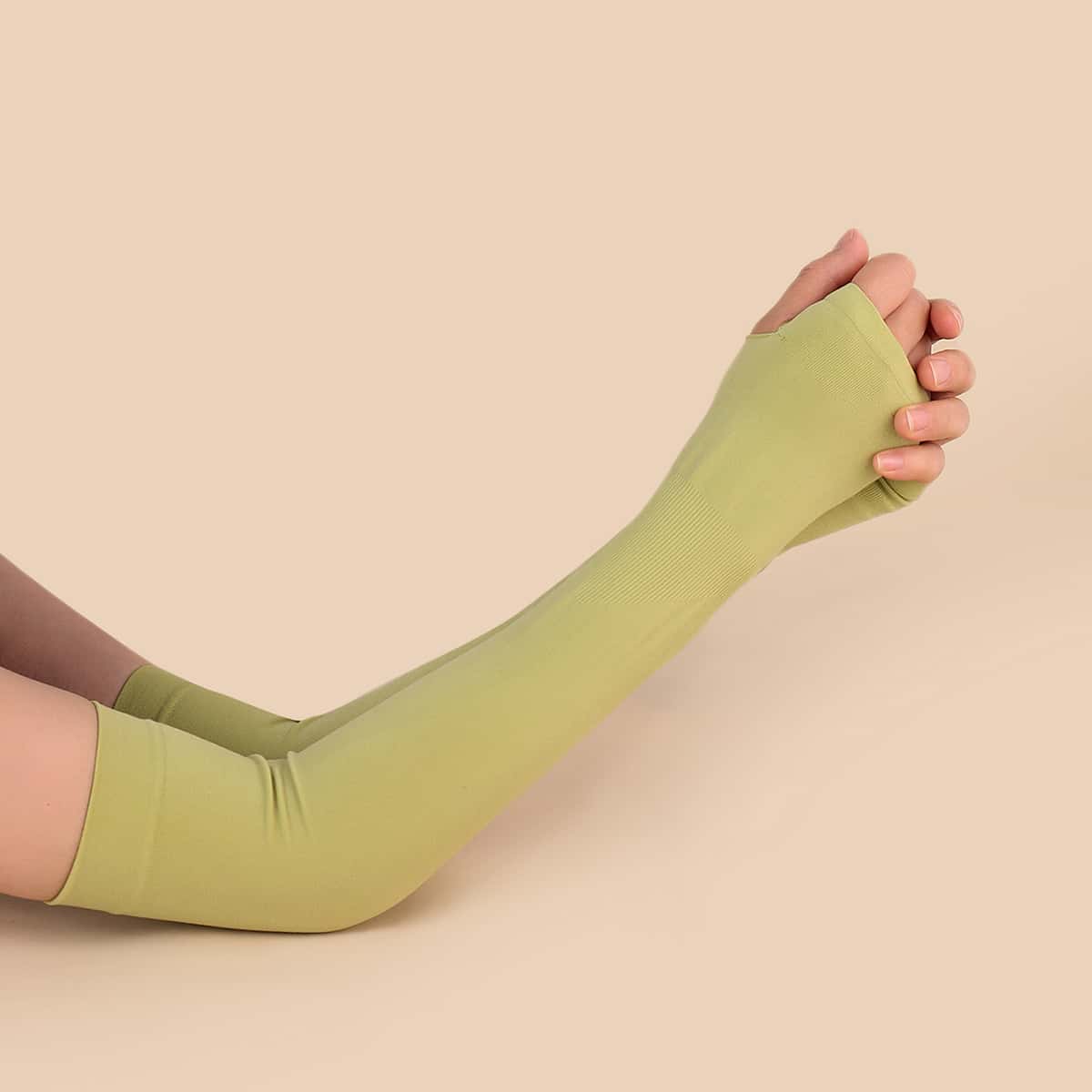 

Solid Long Fingerless Gloves, Army green