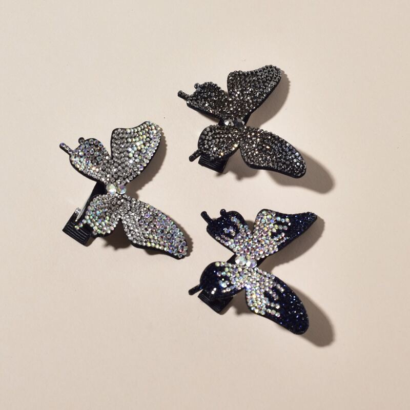 

3pcs Butterfly Rhinestone Hair Clip, Multicolor