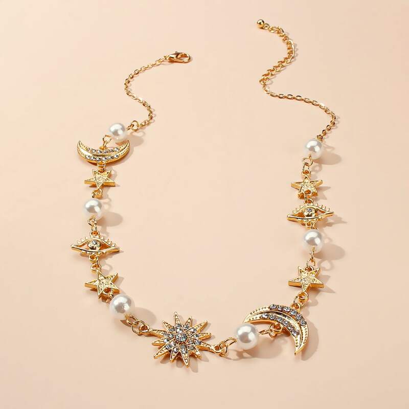 

Star & Moon Decor Necklace, Gold