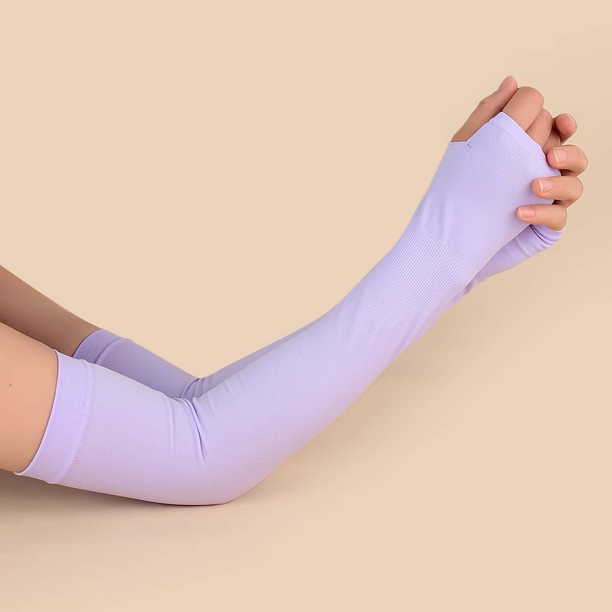 

Solid Long Fingerless Gloves, Purple