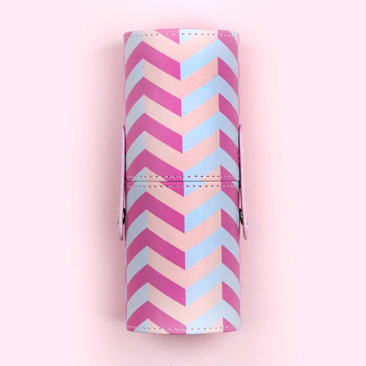 

1pc Chevron Makeup Brush Storage Box, Pink