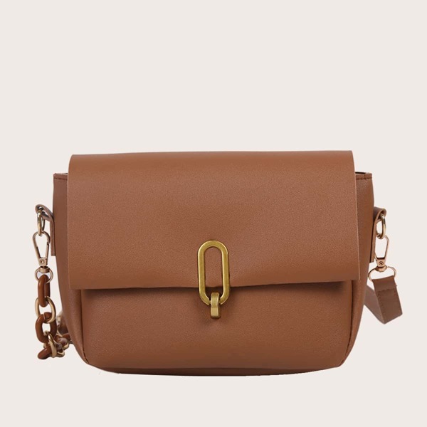 

Minimalist Flap Crossbody Bag, Brown