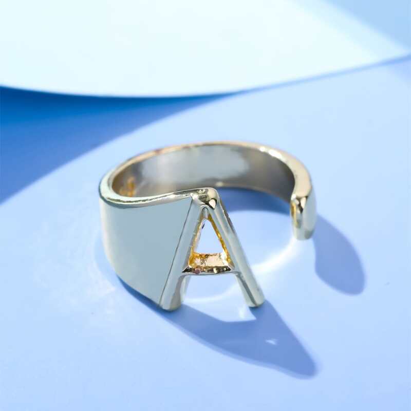 

Guys Letter Charm Cuff Ring, Silver