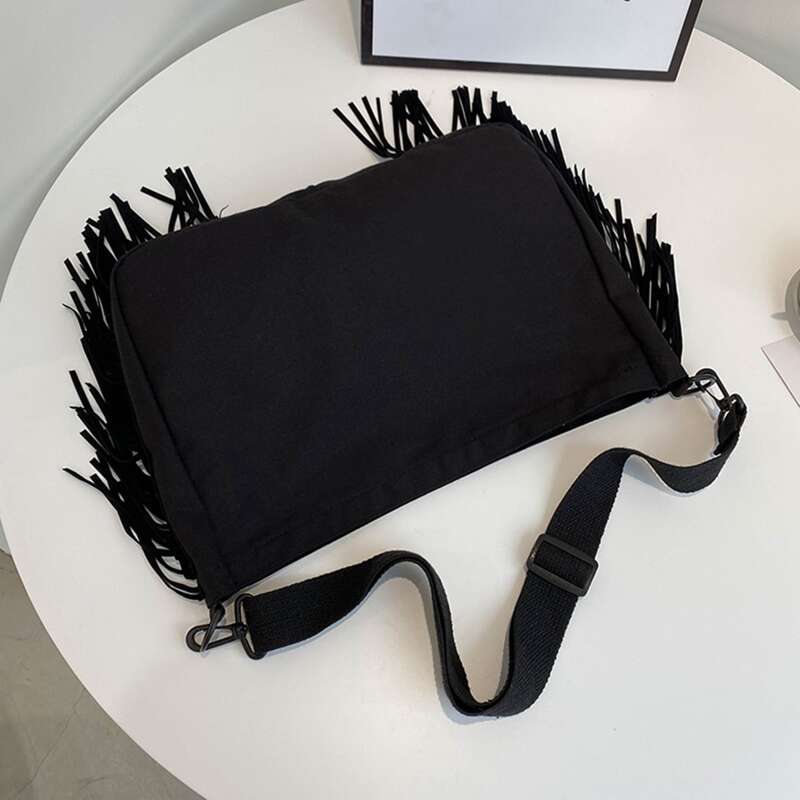 

Fringe Hem Crossbody Bag, Black
